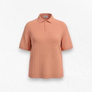 80s Vintage Alfred Dunner Coral Pink Orange USA Made Knit Polo Shirt Size Large